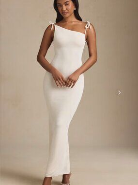 Noelia Textured Jersey Backless Maxi Dress in Ivory